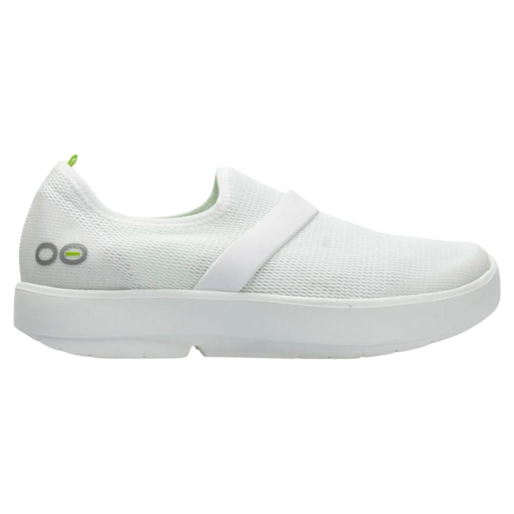 OOFOS OOmg Low Slip On Shoes OOfoam Impact Absorption OOtex Stretch White 9.5